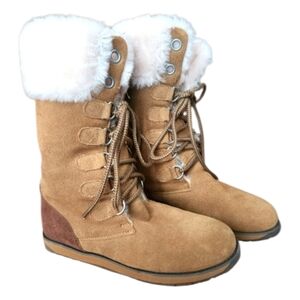 EMU AUSTRALIAN FEATHERWOOD HIGH MERINO WOOL BOOTS IN CHESTNUT-SIZE 8